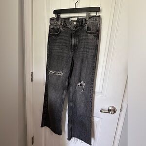 Zara wide leg distressed jeans